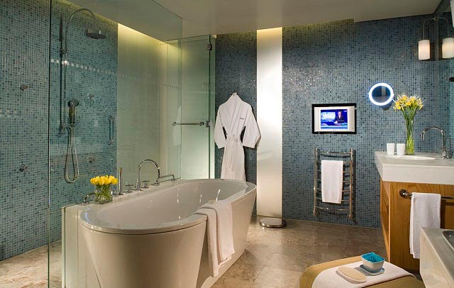 Blue and Green Cream Bathroom Design Ideas